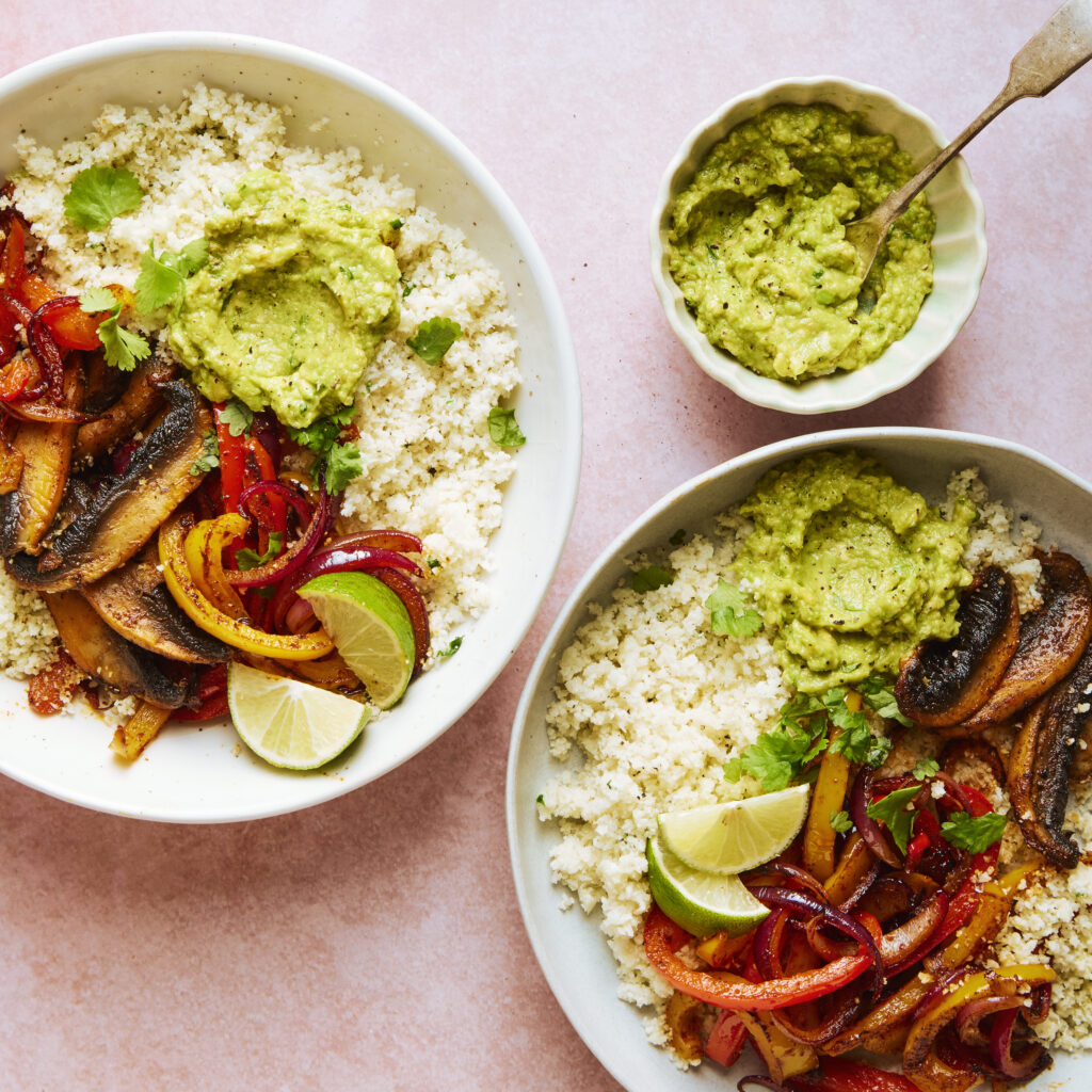 fajita bowls with cauliflower rice