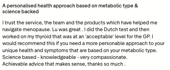Screenshot 2026-08-03 at 17.49.14 Client testimonial for the DUTCH Complete Test UK at Pippa Campbell Health
